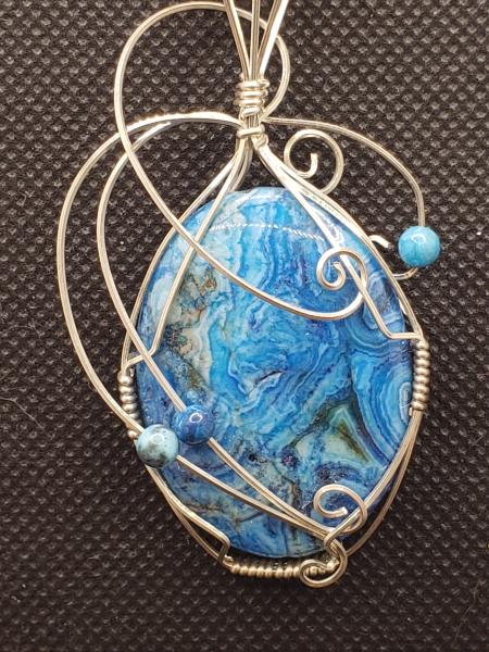 Blue Crazy Lace Agate Pendant in sterling silver picture