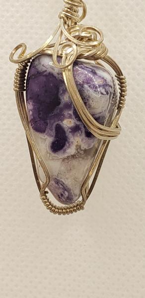 Wire wrapped Purple Opal  Nugget Pendant in sterling silver picture