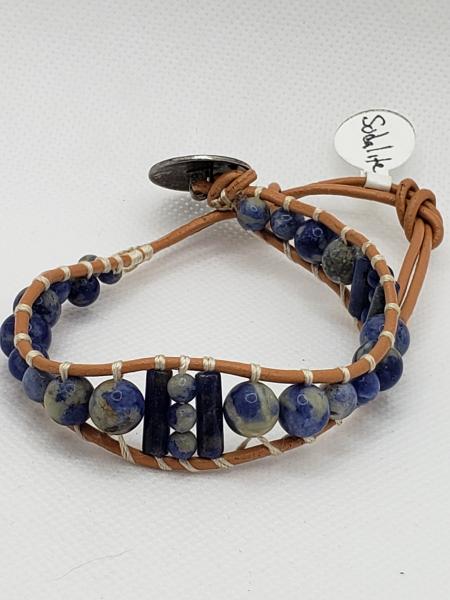 Natural Leather Bracelet with Sodalite picture