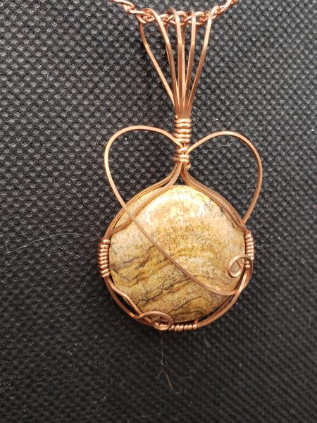 Wire wrapped Picture Jasper Pendant in copper picture