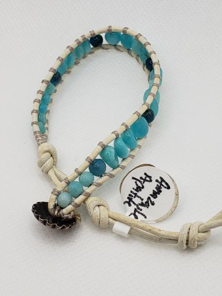 Leather Bracelet with Amazonite and Apatite