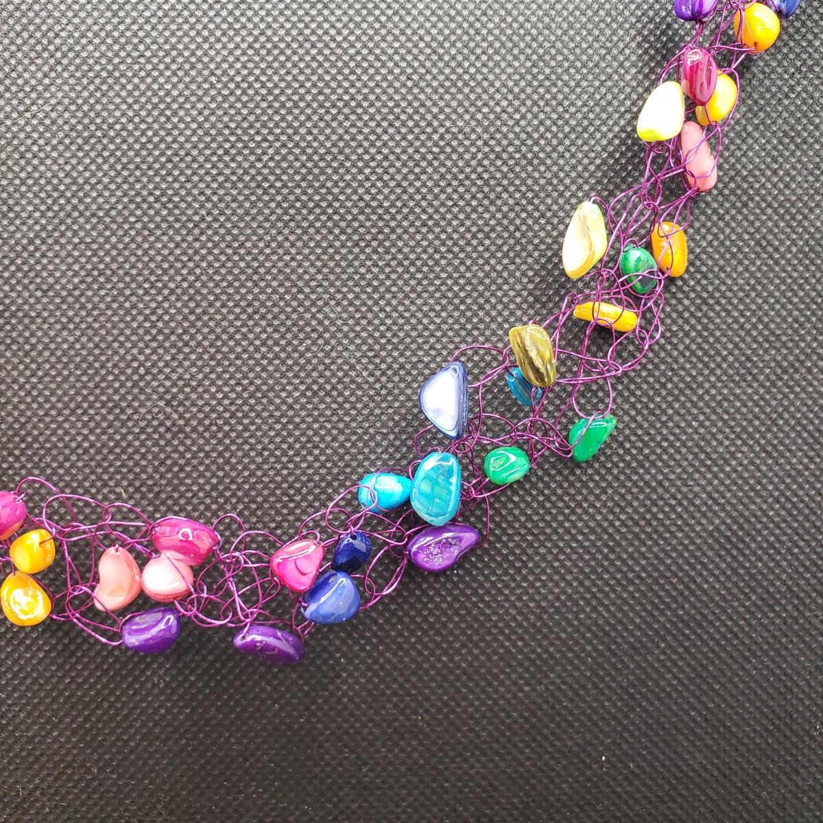 Multicolor Mother of Pearl wire crochet necklace picture