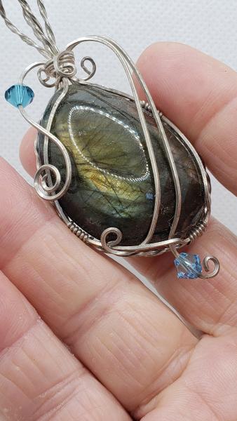 Wire wrapped Labradorite Nugget Pendant in sterling silver picture