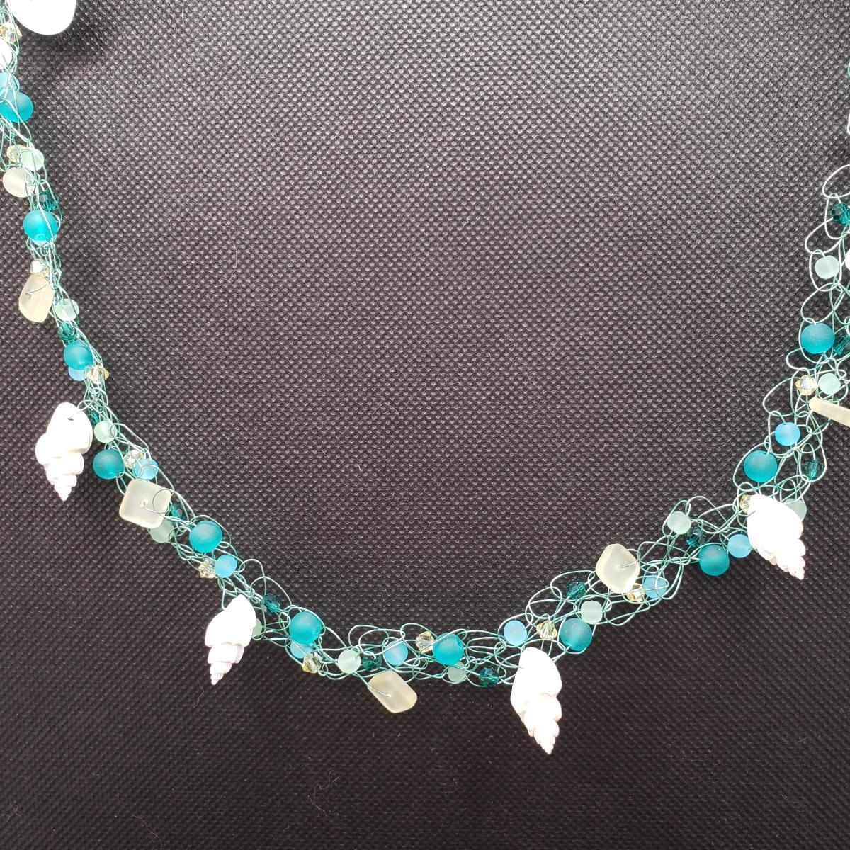 Seafoam Seashell wire crochet necklace picture