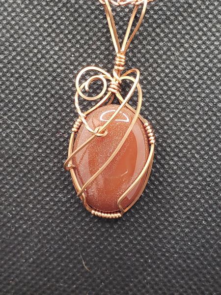 Wire wrapped Carnelian Pendant in copper picture