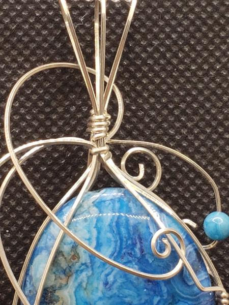 Blue Crazy Lace Agate Pendant in sterling silver picture