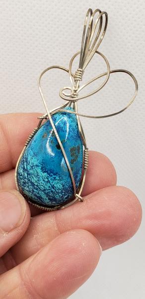 Wire wrapped Azurite Pendant in sterling silver picture