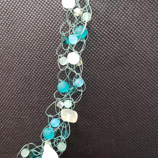 Seafoam Seashell wire crochet necklace picture