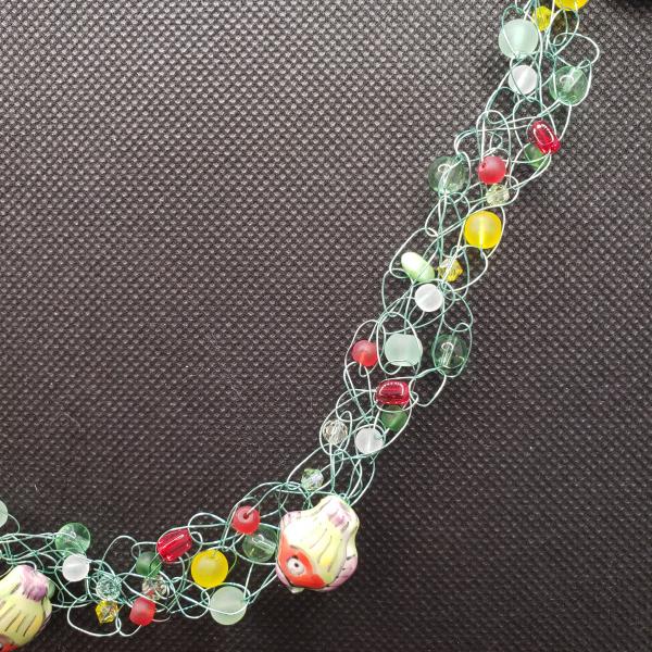 Green  Fish Seafoam wire crochet necklace picture