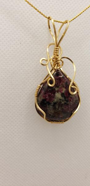 Wire Wrapped Eudialyte Pendant in 14K gold filled picture