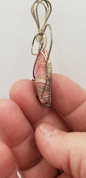 Wire wrapped Rhodochrosite Pendant in sterling silver picture