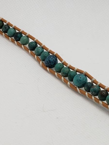 Leather Bracelet with Genuine Turquoise, natural  leather picture