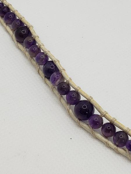 Leather Bracelet with Amethyst picture