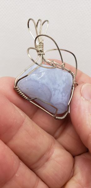 Wire wrapped Blue Lace Agate Pendant in sterling silver picture