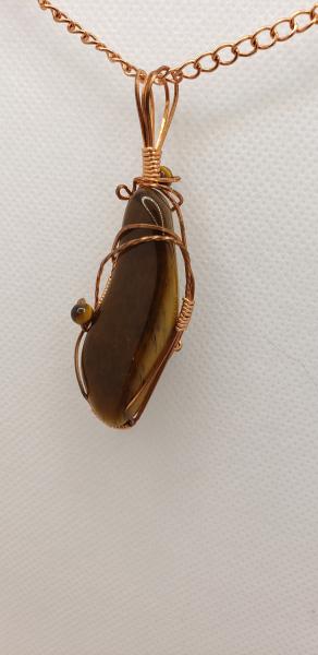 Golden Tiger eye Wire wrapped Nugget in copper wire picture