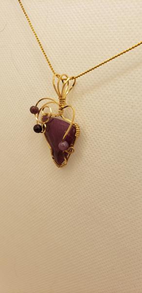 Wire wrapped Ruby Pendant in 14K gold filled wire picture