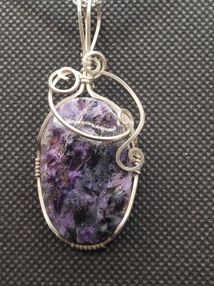 Russian Charoite Pendant in sterling silver picture