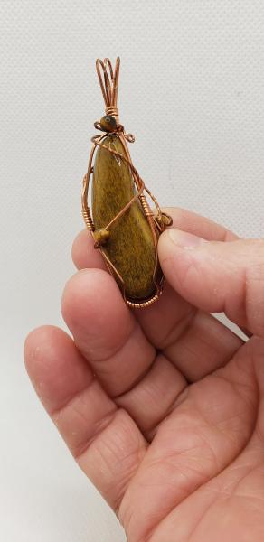 Golden Tiger eye Wire wrapped Nugget in copper wire picture
