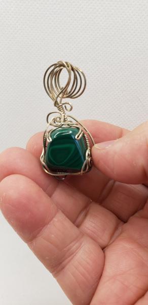 Wire Wrapped Nugget Malachite  in Argentum Sterling Silver picture