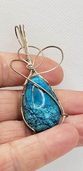 Wire wrapped Azurite Pendant in sterling silver picture