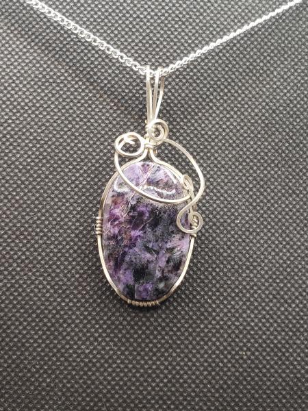 Russian Charoite Pendant in sterling silver picture