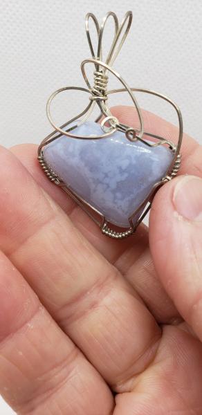 Wire wrapped Blue Lace Agate Pendant in sterling silver picture