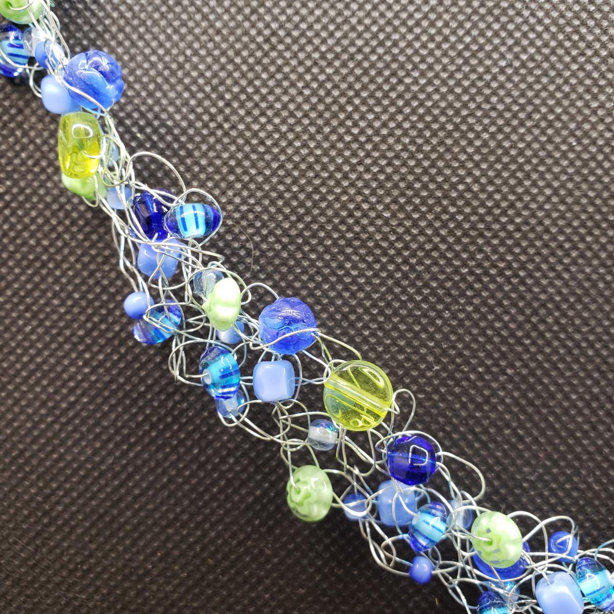 Blue and Green wire crochet necklace picture