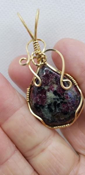 Wire Wrapped Eudialyte Pendant in 14K gold filled picture