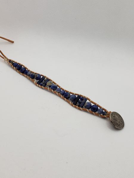 Natural Leather Bracelet with Sodalite picture