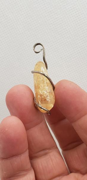 Wire wrapped Citrine Nugget Pendant in sterling silver picture