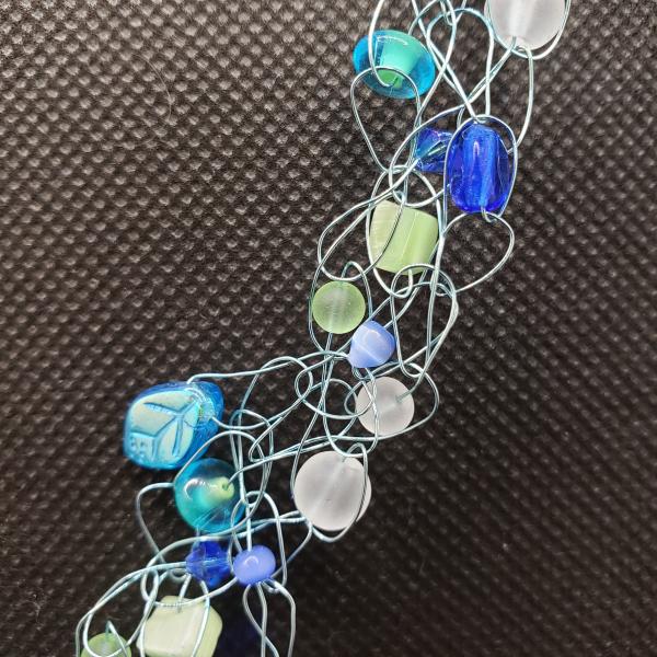 Seafoam Leaves wire crochet necklace picture