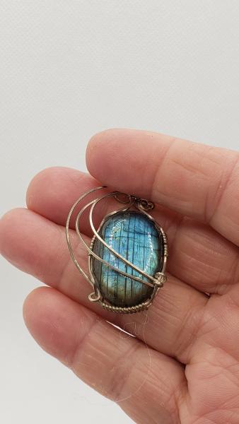 Wire wrapped Labradorite Pendant in sterling silver picture