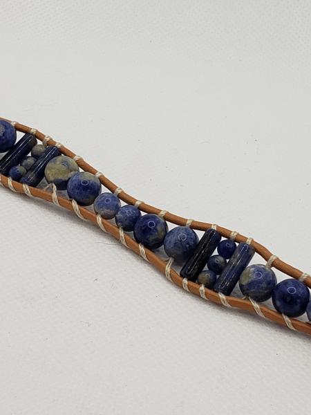 Natural Leather Bracelet with Sodalite picture