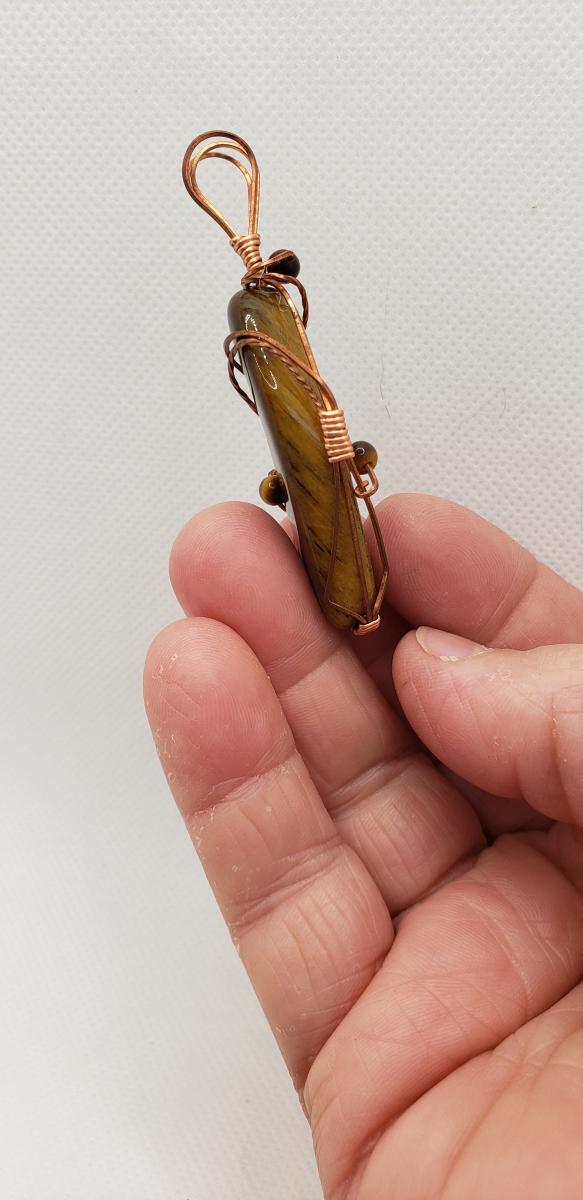 Golden Tiger eye Wire wrapped Nugget in copper wire picture