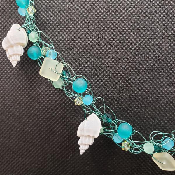 Seafoam Seashell wire crochet necklace picture