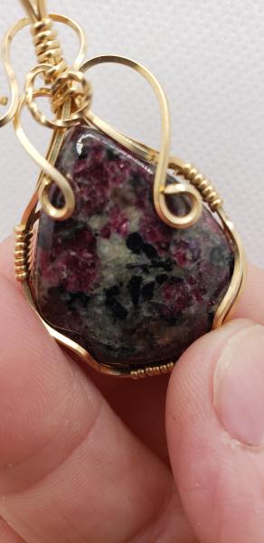 Wire Wrapped Eudialyte Pendant in 14K gold filled picture