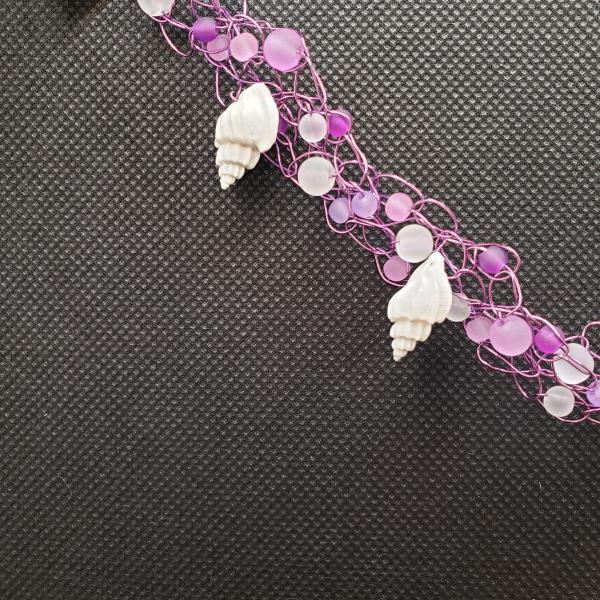 Purple Seashell wire crochet necklace picture