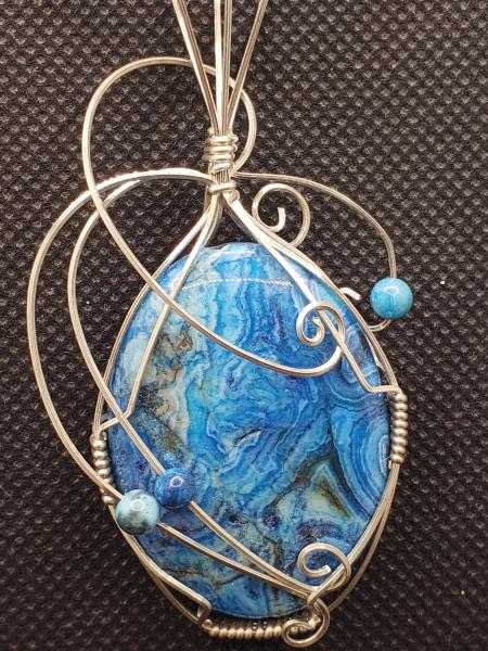 Blue Crazy Lace Agate Pendant in sterling silver picture