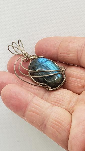 Wire wrapped Labradorite Pendant in sterling silver picture