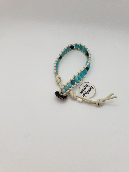 Leather Bracelet with Amazonite and Apatite picture