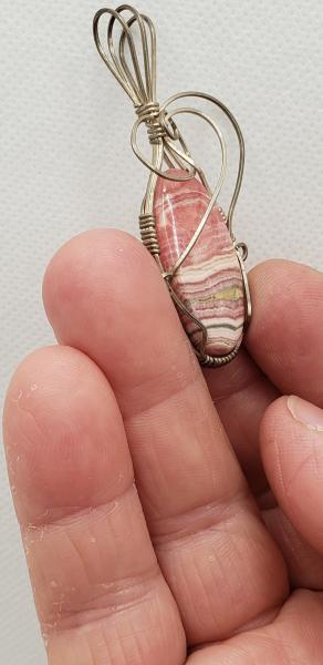 Wire wrapped Rhodochrosite Pendant in sterling silver picture
