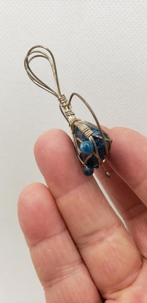 Wire wrapped Blue Apatite nugget Pendant in sterling silver picture