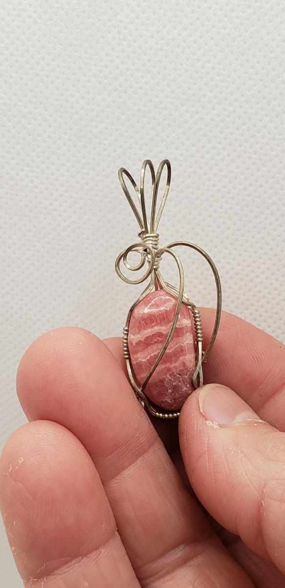 Wire wrapped Rhodochrosite Nugget in sterling silver picture