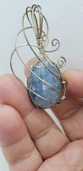 Wire wrapped Aquamarine Pendant in sterling silver picture