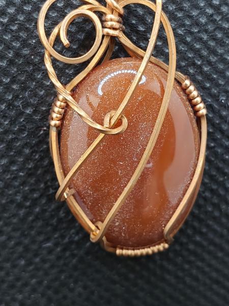 Wire wrapped Carnelian Pendant in copper picture