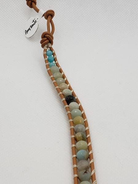 Leather Bracelet with Faceted Amazonite picture