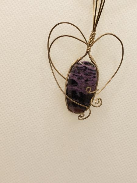 Wire wrapped Russian Charoite Pendant in sterling silver picture