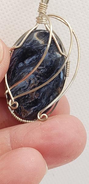 Wire wrapped Pietersite Pendant in sterling silver picture