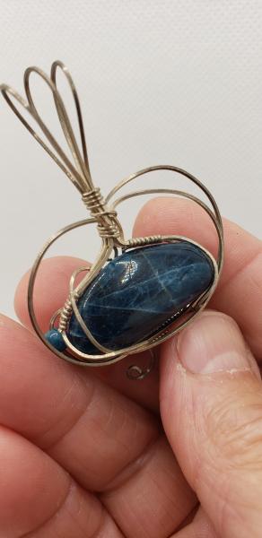 Wire wrapped Blue Apatite nugget Pendant in sterling silver picture