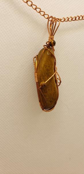 Golden Tiger eye Wire wrapped Nugget in copper wire picture